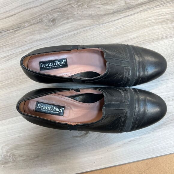 Beautifeel Shoes Womens 41 Lexie Pump Slip On Loafers Block Heels Black Leather - Picture 11 of 11